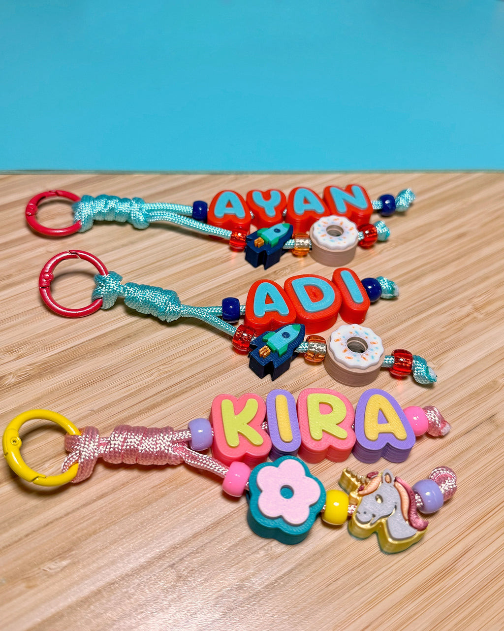 Custom Chunky Bead Name Keychain