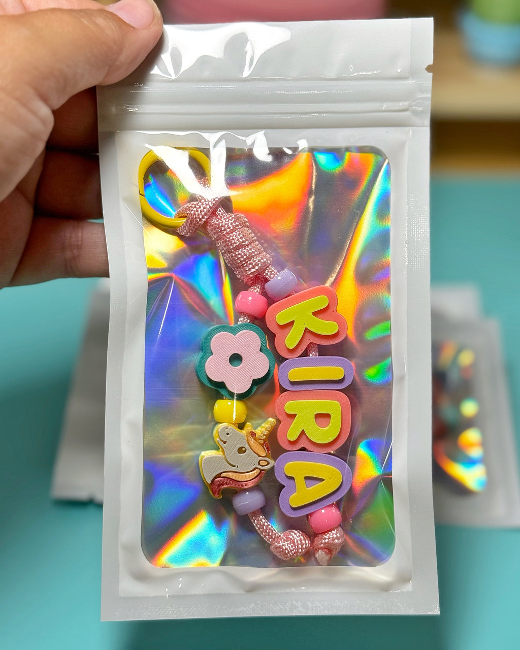 Custom Chunky Bead Name Keychain