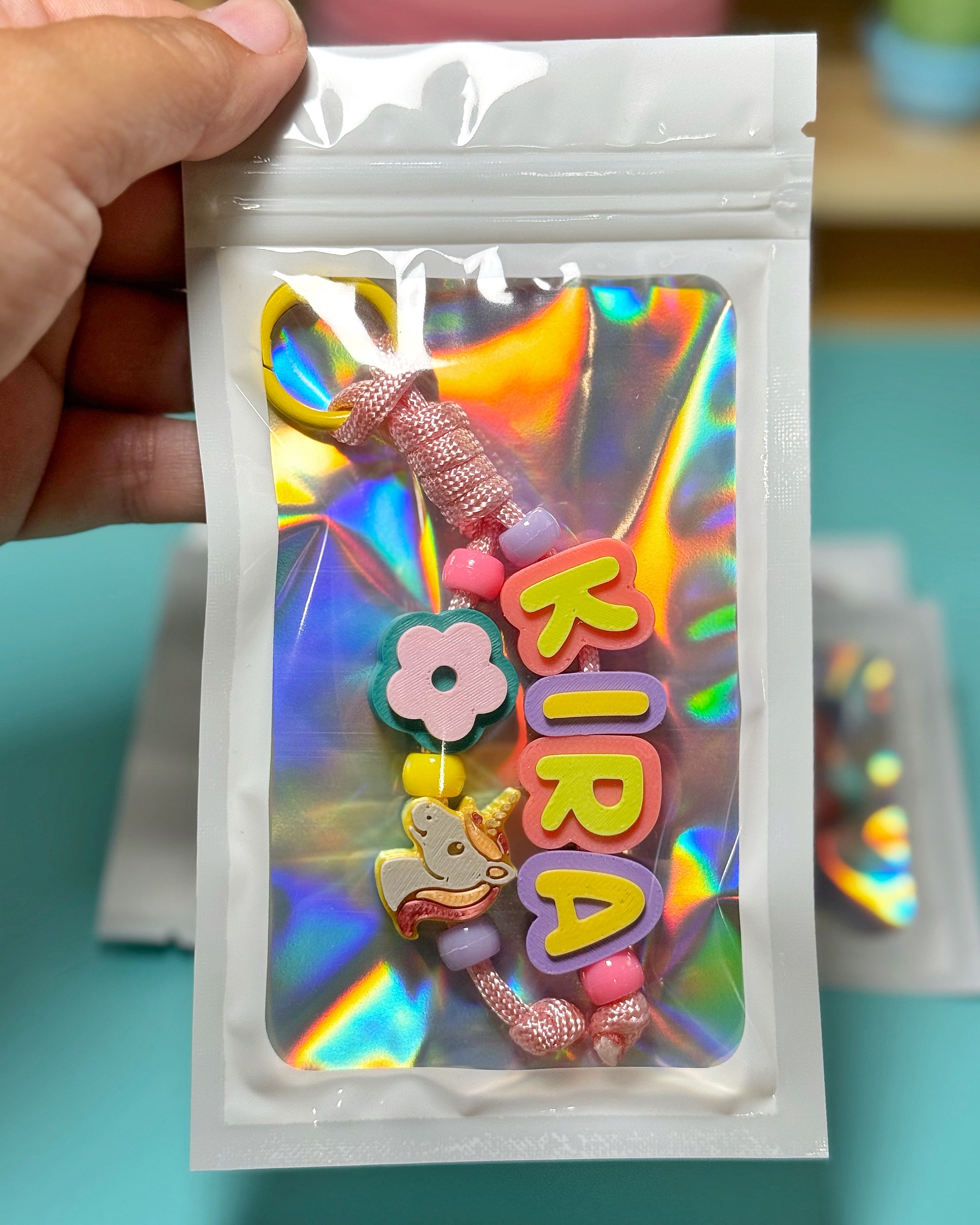 Custom Chunky Bead Name Keychain